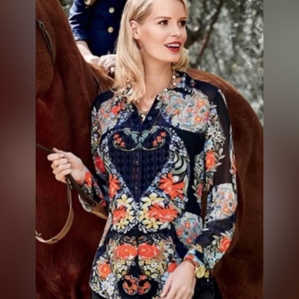 CAbi Amour Floral Sheer Blouse